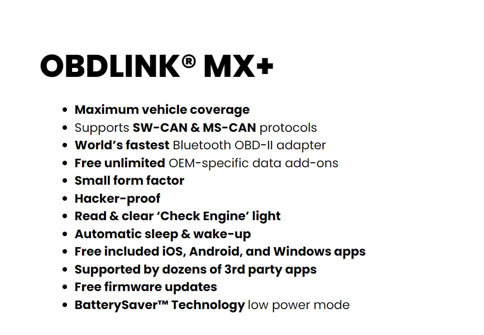OBDLink MX+ Bluetooth OBD-II Scan Tool for iOS, Android, & Windows